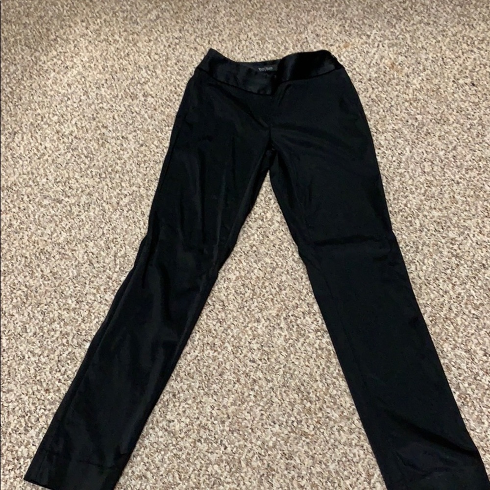 WHBM satin black pant size 00R. Slim leg, side zip